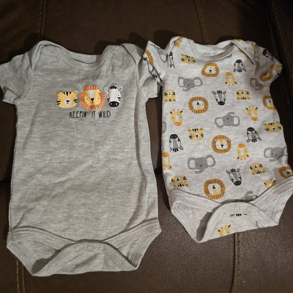 Gray Animal Print Baby Bodysuits